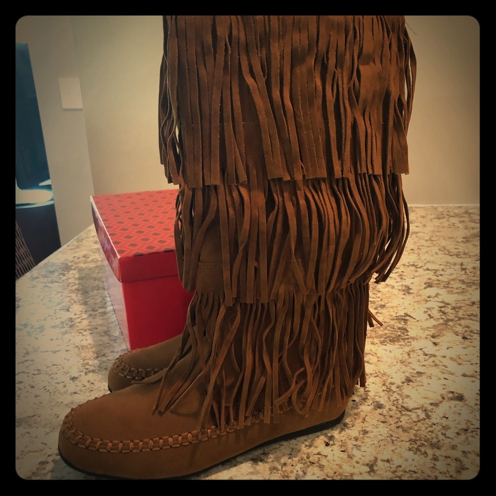 Brown Moccasin Knee Boots- New